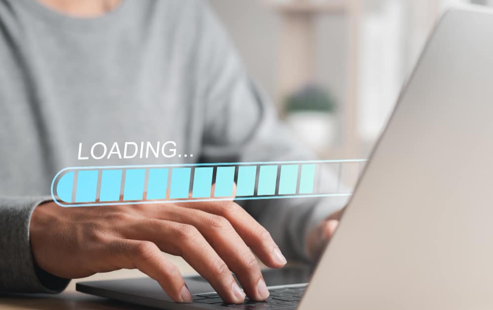 logo-design Person waiting on a slow loading website on a laptop